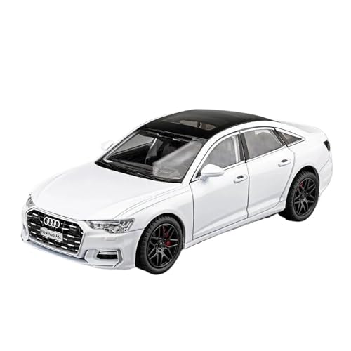 Passend Für Audi A6 1:24 Druckguss-Modellauto-Kollektion Mit Sound- Und Lichtdekoration(White) von AQMUZE