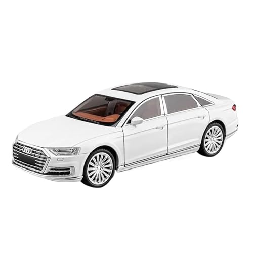 Passend Für Audi A8 1:24 Druckguss-Legierung Limousine Modellguss Sammlung Sound Und Licht Dekoration(White) von AQMUZE