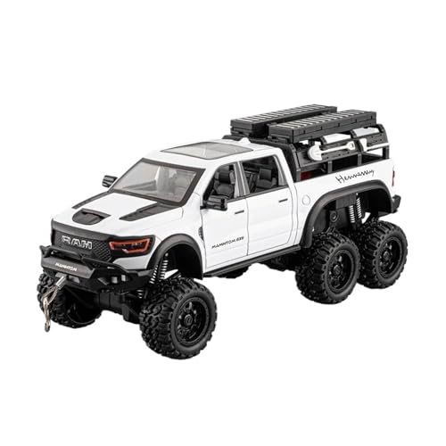 Passend Für Dodge Ram 1500 REX Pickup Truck 1:24 Druckguss-Legierungsmodell Mit Sound- Und Lichteffekten(White) von AQMUZE