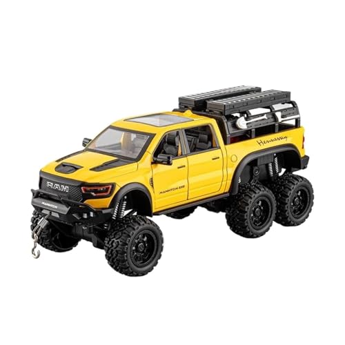 Passend Für Dodge Ram 1500 REX Pickup Truck 1:24 Druckguss-Legierungsmodell Mit Sound- Und Lichteffekten(Yellow) von AQMUZE