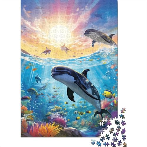Seabed A School of Fisch Puzzle 1000 Teile Schwer Puzzle Spielzeug Lernspiel Impossible Herausforderungsspielzeug Für Erwachsene Kinder 1000pcs (75x50cm) von AQOVARLUX