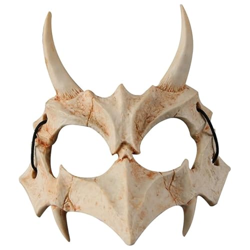 AQUAJ Halloween Maske Harz Halbgesicht Weißer Schädel Gruselige Maske Cosplay-Maske Dekorative Maske Horrormaske Rollenspiel Für Erwachsene,B von AQUAJ