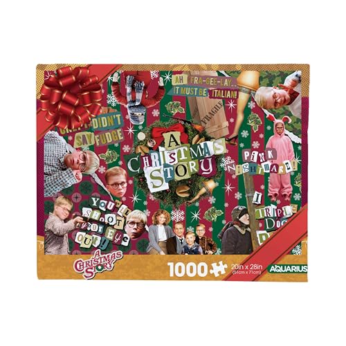 AQUARIUS A Christmas Story Geschenkpapier, 1000-teiliges Puzzle (1000-teiliges Puzzle), blendfrei, präzise Passform, offizielles Lizenzprodukt von A Chritmas Story und Sammlerstücke, 55,9 x 71,1 cm von AQUARIUS