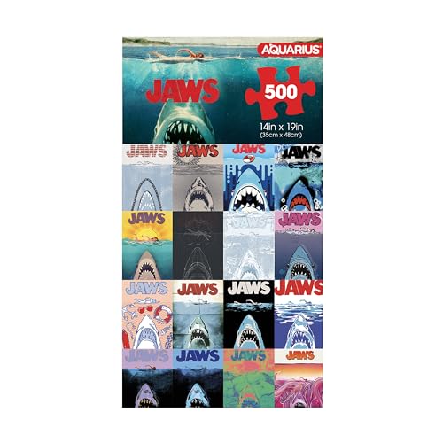AQUARIUS Jaws Poster zum 50. Hochzeitstag, 500-teiliges Puzzle (500-teiliges Puzzle), blendfrei, präzise Passform, offizielles Lizenzprodukt und Sammlerstücke, 35,6 x 48,3 cm von AQUARIUS
