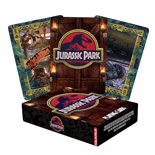 AQUARIUS Jurassic Park Spielkarten - Jurassic Park Themed Kartendeck für Ihre Lieblingskartenspiele - Offiziell Lizenziertes Jurassic Park Merchandise & Sammlerstücke, 2,5 x 3,5 von AQUARIUS