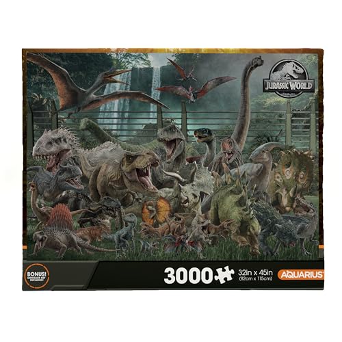 AQUARIUS Jurassic World Größentabelle, 3000-teiliges Puzzle (3000 Teile Puzzle) – blendfrei – präzise Passform – offiziell Lizenziertes Jurassic World Merchandise & Sammlerstücke – 107,7 x 89,9 cm von AQUARIUS