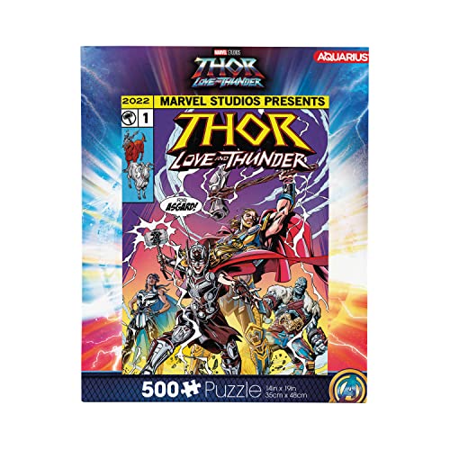 AQUARIUS Marvel Thor (500-teiliges Puzzle) – blendfrei – präzise Passform – offiziell lizenziertes Marvel Comics Merchandise & Sammlerstücke – 35,6 x 48,3 cm von AQUARIUS