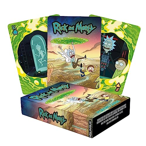 AQUARIUS Rick and Morty Spielkarten - Rick and Morty Kartendeck f r Ihre Lieblingskartenspiele - Offiziell Lizenziertes Rick and Morty Merchandise & Sammlerst cke, Gr n, 2,5 x 3,5 von AQUARIUS