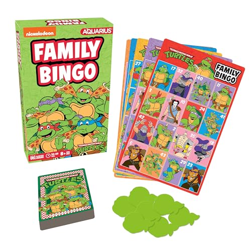 AQUARIUS Teenage Mutant Ninja Turtles Bingo-Spiel – lustiges Familienparty-Spiel für Kinder, Jugendliche und Erwachsene – unterhaltsames Familienspielabend Geschenk – offiziell lizenziertes TMNT von AQUARIUS