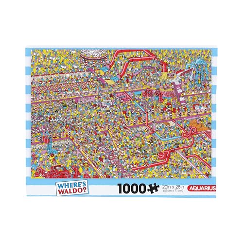 AQUARIUS Where's Waldo? Cake Factory Puzzle mit 1000 Teilen (1000-teiliges Puzzle), blendfrei, präzise Passform, offizielles Lizenzprodukt, Where's Waldo Merchandise & Sammlerstücke, 55,9 x 71,1 cm von AQUARIUS