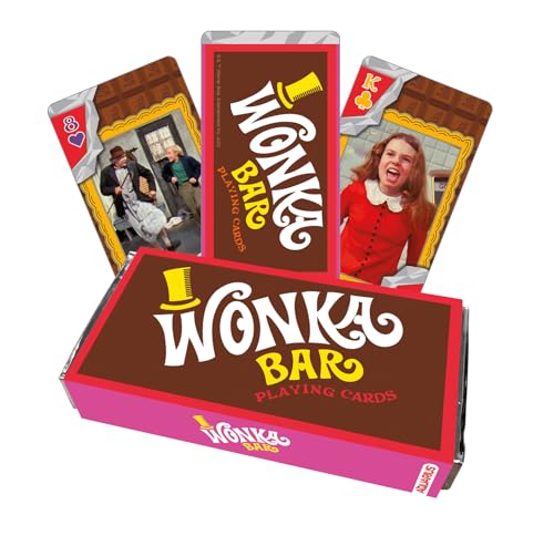 AQUARIUS Willy Wonka Chocolate Bar Premium Spielkarten – Willy Wonka Themendeck mit Karten für Ihre Lieblingskartenspiele – Offiziell lizenzierte Willy Wonka Merchandise & Sammlerstücke von AQUARIUS