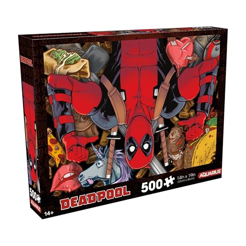 Aquarius Deadpool Collage 500-teiliges Puzzle (500-teiliges Puzzle), blendfrei, präzise Passform, offiziell Lizenziertes Deadpool-Merchandise-Produkt und Sammlerstücke, 35,6 x 48,3 cm von AQUARIUS