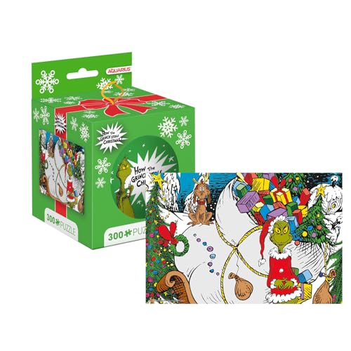 Aquarius Grinch Christmas 300 Teile Puzzle in Tin Globe (3,25 x 3,25) - Offiziell Lizenziertes Dr. Seuss Merchandise & Collectibles - Puzzle 8 x 6 Zoll von AQUARIUS