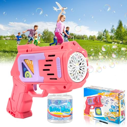 AQXONG 12 Löcher Seifenblasenpistole, Seifenblasenpistole mit LED-Licht, 4000+ Blasen/Minute, Automatische Seifenblasenpistole mit 100ML Seifenblasenlösung Geschenk für Kinder/Geburtstag/Party AQXONG 12 Löcher Seifenblasenpistole, Seifenblasenpistole mit LED-Licht, 4000+ Blasen/Minute, Automatische Seifenblasenpistole mit 100ML Seifenblasenlösung Geschenk für Kinder/Geburtstag/Party von AQXONG