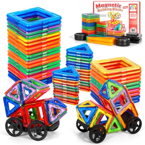 AQXONG 88Teile Magnetische Bausteine, Magnetspielzeug Magnete für Kinder, Lustiges Pädagogisches Bauspielzeug, Ideal Geschenkauswahl für Jungen und Mädchen im Alter von 3-8 Jahren von AQXONG