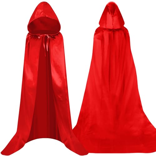 AQXONG Halloween Roter Kapuzenumhang, Halloween Umhang, Hexenumhang, 150CM Umhang für Erwachsene, Cosplay Kostüme Geeignet für Halloween, Karneval, Kostümpartys - Unisex von AQXONG