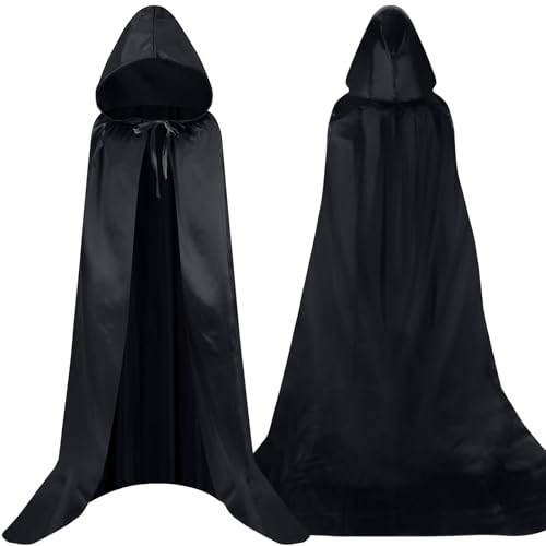 AQXONG Halloween Schwarzer Kapuzenumhang, Halloween Umhang, Hexenumhang, 150CM Umhang für Erwachsene, Cosplay Kostüme Geeignet für Halloween, Karneval, Kostümpartys - Unisex, L AQXONG Halloween Schwarzer Kapuzenumhang, Halloween Umhang, Hexenumhang, 150CM Umhang für Erwachsene, Cosplay Kostüme Geeignet für Halloween, Karneval, Kostümpartys - Unisex, L von AQXONG