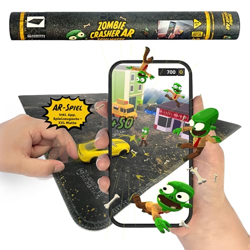 Augmented Robotics Zombie Crasher AR Spiel, Innovatives Spielzeug für Kinder ab 8 Jahren, Bekämpfe Zombies mit echtem Spielzeugauto, Interaktives Spiel für Jungen & Mädchen – Inkl. Spielmatte & AR App von AR