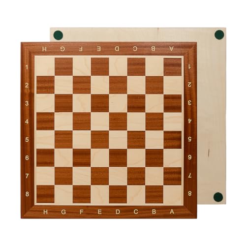 Professionelles Schachbrett | Master of Chess | XXL Inarsia Brett 44 cm | Klassisches Sykomore - Mahagoni Turnier Schachbrett Holz Hochwertig NO.6 von Master of Chess