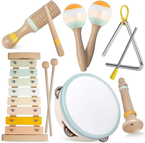Baby-Musikinstrumente, Kinder-Musikspielzeug, Montessori-Musikinstrumentenset für Kleinkinder, Percussion-Instrumente Set mit modernem Boho-Xylophon für Kinder Vorschulbildung 3+ von ARBGO
