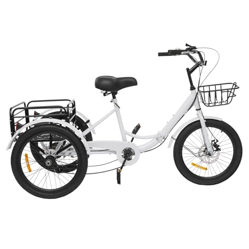 Faltbares Dreirad für Erwachsene, 20 Zoll faltbares Dreirad, 7-Gang 3-Rad Fahrrad mit Schloss, Dreiräder mit Korb, Höhenverstellbares, für Erwachsene, Senioren Faltbares Dreirad für Erwachsene, 20 Zoll faltbares Dreirad, 7-Gang 3-Rad Fahrrad mit Schloss, Dreiräder mit Korb, Höhenverstellbares, für Erwachsene, Senioren von ARBGO