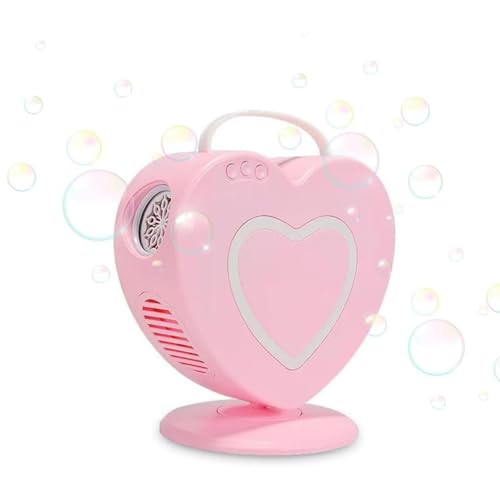 Seifenblasenmaschine Automatischer 90°/360°Drehbar, Tragbare Blasenmacher für Kinder, Professional Blasenmaschine, Elektrisches Blasenspielzeug für Outdoor/Hochzeit/Geburtstag Party (Rosa) von ARBGO
