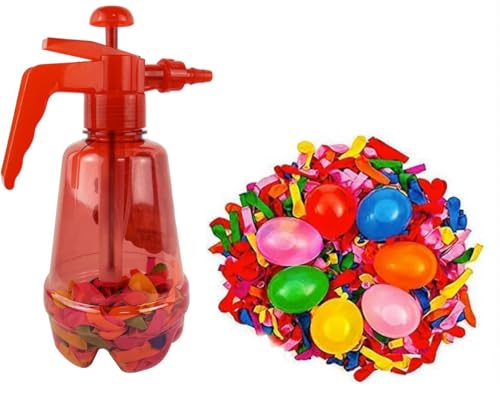 Injektorflasche zum Befüllen von Wasserballons, super schnell, inklusive 500 Wasserballons in der Luftpumpe, Rot von ARBUTUS