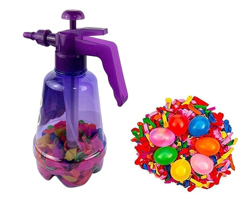 Injektorflasche zum Befüllen von Wasserballons, super schnell, inklusive 500 Wasserballons in der Luftpumpe, Violett von ARBUTUS