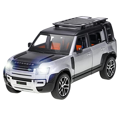 ARCADORA 1/24 Druckguss Modellauto Pullback Fahrzeug Spielzeugsammlung für Land Rover New Defender 110, Kindergeschenk, mit Sound und Licht von ARCADORA