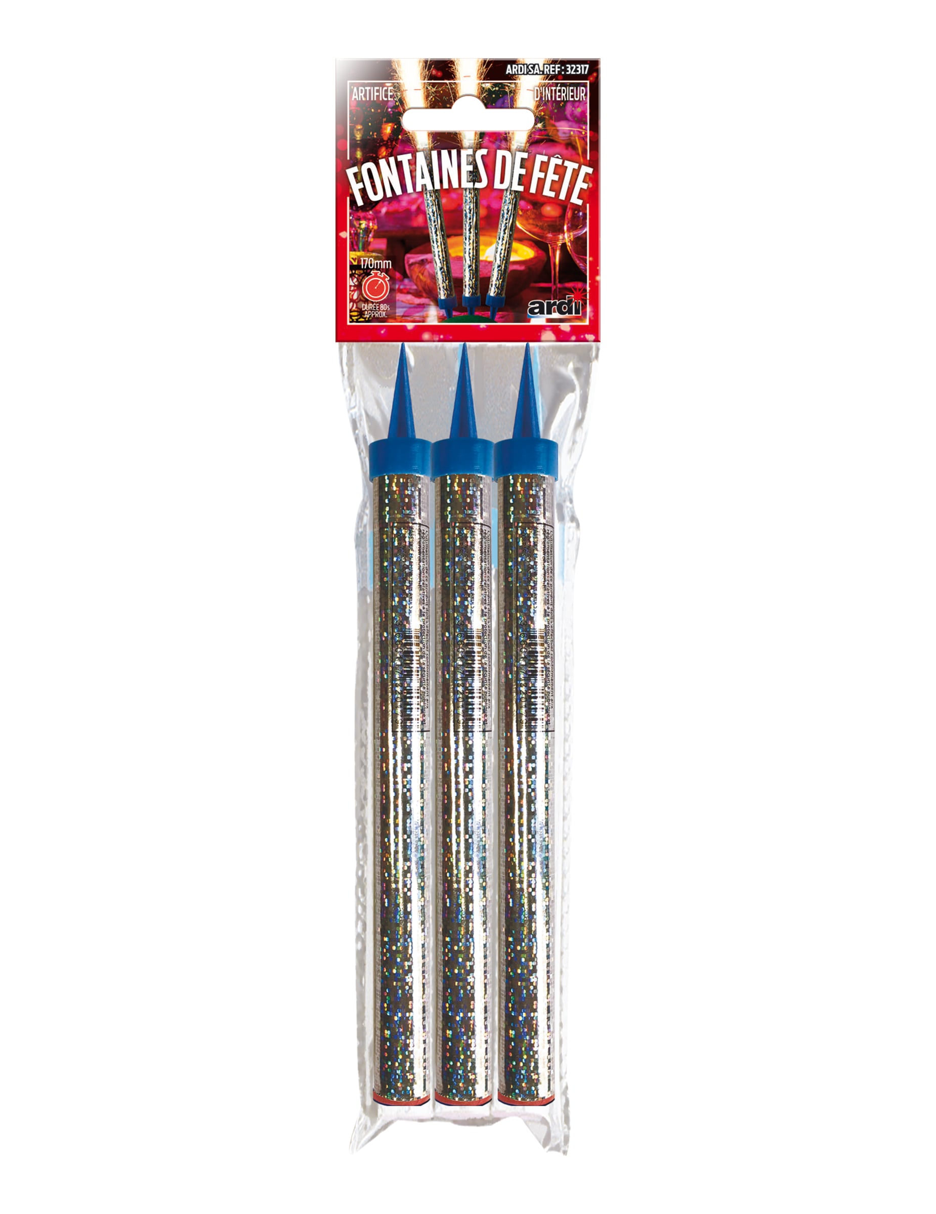 3 Große Silberne Funkelnde Fontänen 17 cm 80 Sek. 3 Große Silberne Funkelnde Fontänen 17 cm 80 Sek. von ARDI SAS