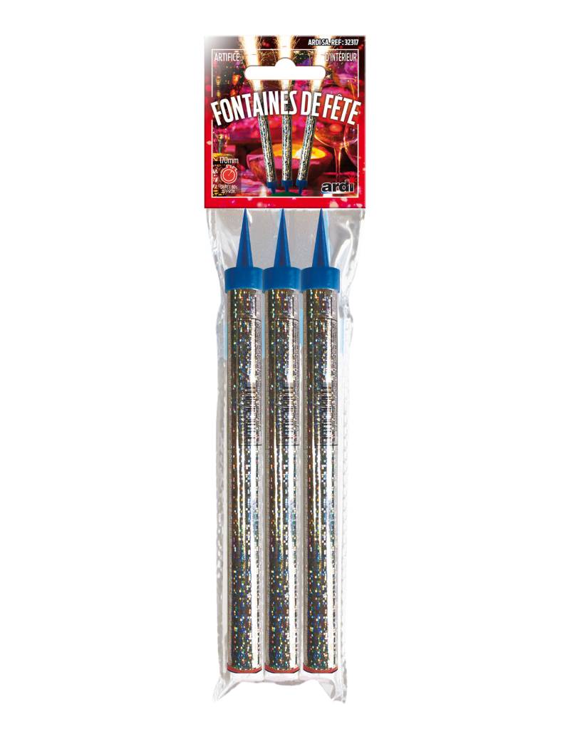 3 Große Silberne Funkelnde Fontänen 17 cm 80 Sek. 3 Große Silberne Funkelnde Fontänen 17 cm 80 Sek. von ARDI SAS