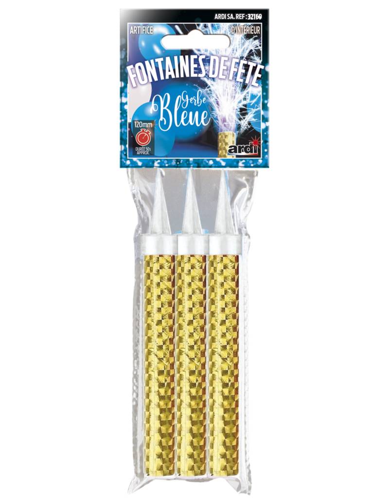 3 blaue Wunderkerzen-Fontänen 12 cm Brenndauer 50 Sek 3 blaue Wunderkerzen-Fontänen 12 cm Brenndauer 50 Sek von ARDI SAS