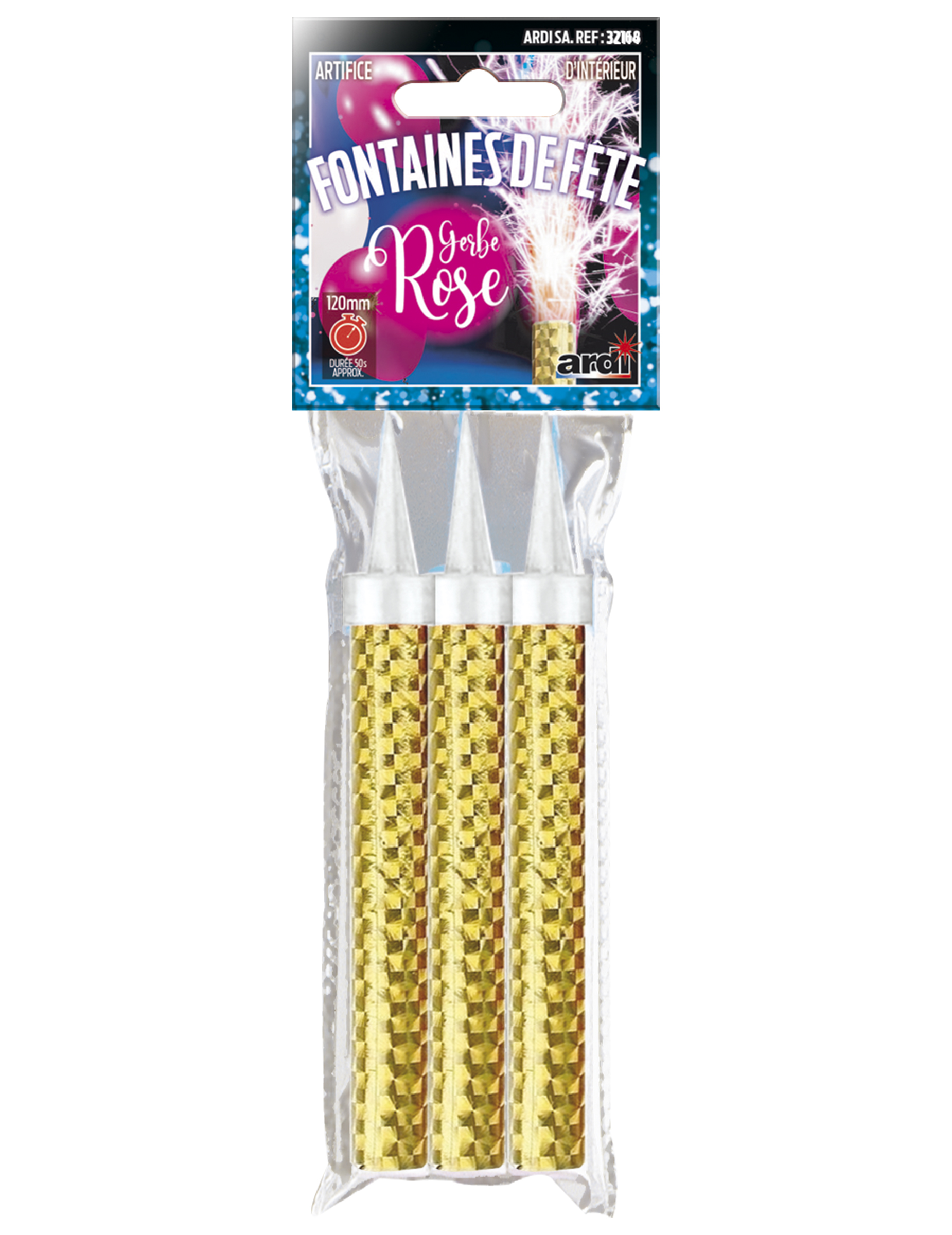 3 pinke Eisfontänen 12 cm Brenndauer 50 Sek. 3 pinke Eisfontänen 12 cm Brenndauer 50 Sek. von ARDI SAS