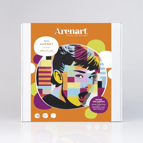 ARENART | 1 Kunstdruck Audrey Pop Art Motiv 38x38cm | mit farbigem Sand malen | Kunsthandwerk für Erwachsene und Jugendliche Einfaches Zeichnen | Malen nach Zahlen | +9 Jahre von ARENART