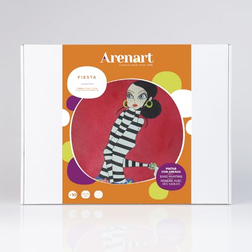 ARENART | 1 Kunstdruck Partygirl Motiv 38x46cm | mit farbigem Sand malen | Kunsthandwerk für Erwachsene und Jugendliche Einfaches Zeichnen | Malen nach Zahlen | +9 Jahre von ARENART