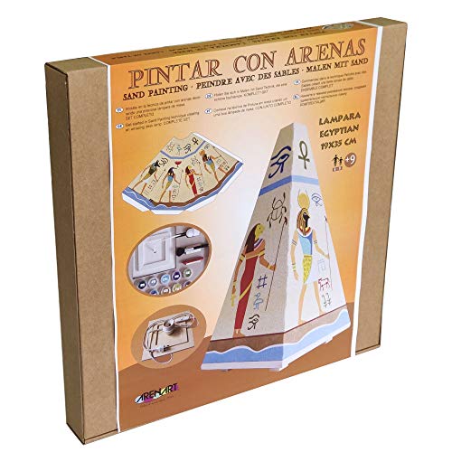 ARENART | 1 ägyptische Lampe 19x19x35cm | mit farbigem Sand malen | Kunsthandwerk für Erwachsene und Jugendliche Einfaches Zeichnen | Malen nach Zahlen | +9 Jahre von ARENART