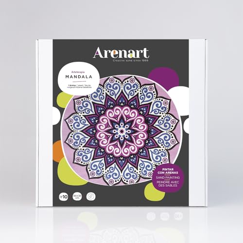 ARENART | Pack 2 Mandalas 38x38cm | mit farbigem Sand malen | Kunsthandwerk für Erwachsene und soziale Einfache Zuges | Malen nach Zahlen | +9 Jahre ARENART | Pack 2 Mandalas 38x38cm | mit farbigem Sand malen | Kunsthandwerk für Erwachsene und soziale Einfache Zuges | Malen nach Zahlen | +9 Jahre von ARENART