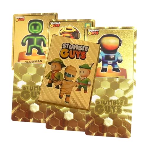 ARHZ 55-teiliges Stumble Guys Karten, Goldfolienkarte,Seltene Anime Sammelkarten Set,Keine Wiederholung, Geburtstagsgeschenk für Anime-Fans(Gold) von ARHZ