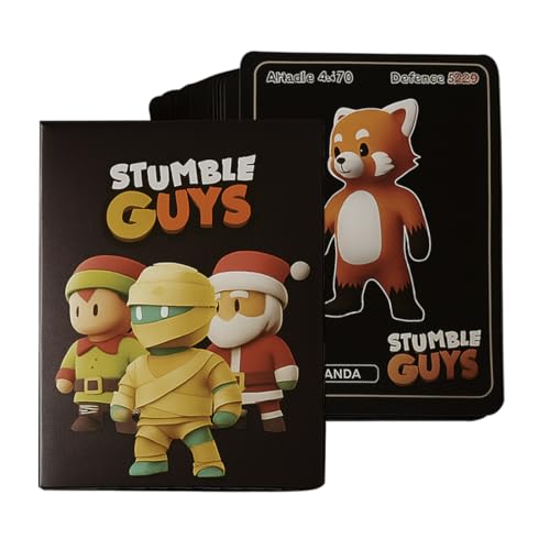 ARHZ 55-teiliges Stumble Guys Karten, Goldfolienkarte,Seltene Anime Sammelkarten Set,Keine Wiederholung, Geburtstagsgeschenk für Anime-Fans(Schwarz) von ARHZ