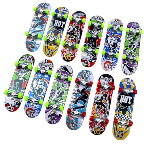 12-teiliges Finger-Skateboard-Spielzeug, Hochleistungs-Legierung, rutschfest, langlebig, mit Fingerspitze, kleines Spielzeug zum Spielen mit den Fingern 12-teiliges Finger-Skateboard-Spielzeug, Hochleistungs-Legierung, rutschfest, langlebig, mit Fingerspitze, kleines Spielzeug zum Spielen mit den Fingern von ARIOU