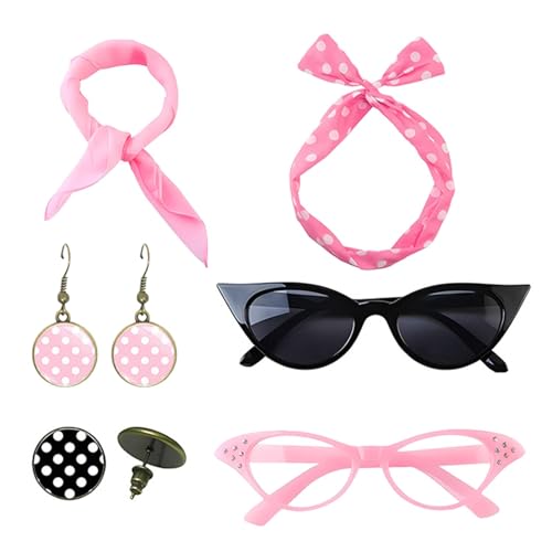 50er Jahre Accessoires für Mädchen - Stirnband Tropfen Ohrringe Set für 1950er Jahre Outfits | Brille mit Vintage 50er Jahre Accessoires für Mädchen - Stirnband Tropfen Ohrringe Set für 1950er Jahre Outfits | Brille mit Vintage von ARIOU
