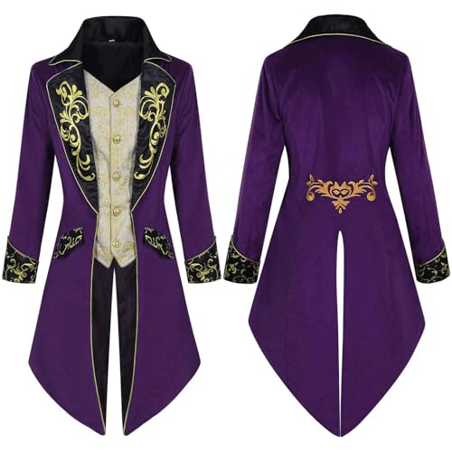 Halloween Herren Mittelalter viktorianischer Frack – Vintage Steampunk Frack Jacke | Gothic Stickerei Zweireihiger Halloween Herren Mittelalter viktorianischer Frack – Vintage Steampunk Frack Jacke | Gothic Stickerei Zweireihiger von ARIOU