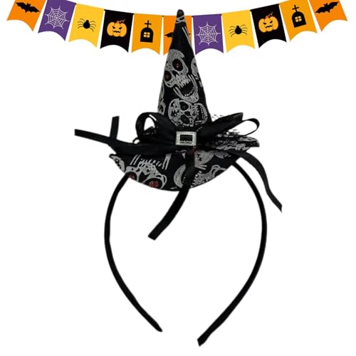 Hexenstirnband | Halloween-Kostüm für Damen, Partyzubehör, Haardekoration, Hexenhut aus Spitze mit schwarzer Schleife, für Abschlussfeier, Karneval von ARIOU