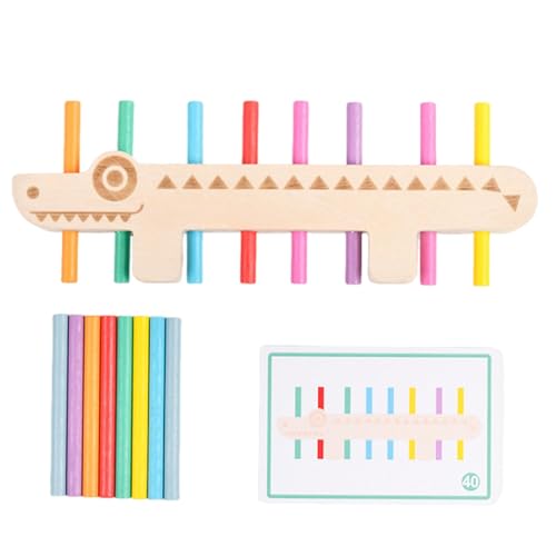 Holzstäbchen-Set, farblich abgestimmtes Feinmotorspielzeug, Farbsortierspielzeug in Krokodilform, Spielzeug für Feinmotorik und Farbklassifizierung, Spielzeug von ARIOU