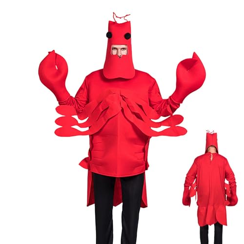 Hummer-Kostüm für Erwachsene, rotes Hummer-Kostüm, bequem, mit Kapuze, Krabben-Kostüm von ARIOU
