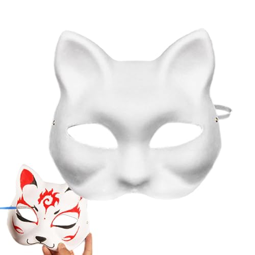 Katzenmaske zum Bemalen, Tierbekleidung Maske in Weiß, Halbmaske, Bastelmaske, Kostümzubehör für Katzenmaske zum Bemalen, Tierbekleidung Maske in Weiß, Halbmaske, Bastelmaske, Kostümzubehör für von ARIOU