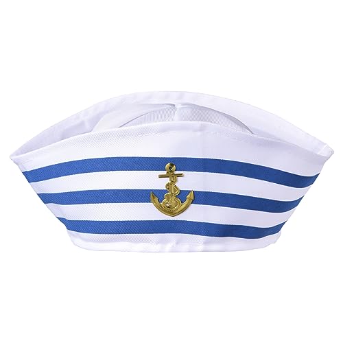 Marine Matrosenhut für Kostüm, blau und weiß Segelmütze Seemütze Marine Kostüm Matrosenhut Kostüm Zubehör Cosplay von ARIOU
