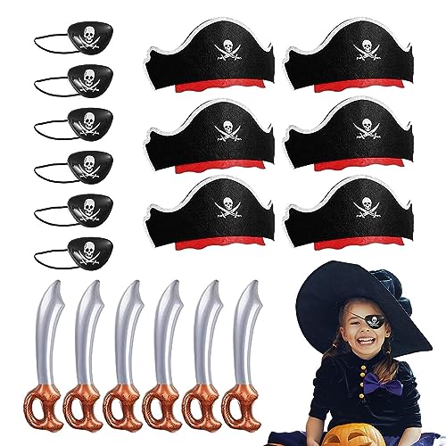 Piratenhut-Set, Halloween-Cosplay-Set für Piraten – Halloween-Piraten-Augenklappen, aufblasbar für Cosplay Piratenhut-Set, Halloween-Cosplay-Set für Piraten – Halloween-Piraten-Augenklappen, aufblasbar für Cosplay von ARIOU