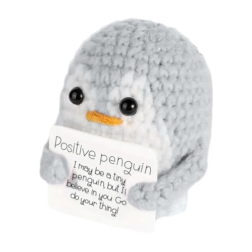 Positiver gestrickter Pinguin, gestrickter Pinguin, gehäkelt, mit Positivkarte, niedliche Häkelpuppe, Pinguin-Spielzeug für Muttertag, Party-Dekoration Positiver gestrickter Pinguin, gestrickter Pinguin, gehäkelt, mit Positivkarte, niedliche Häkelpuppe, Pinguin-Spielzeug für Muttertag, Party-Dekoration von ARIOU