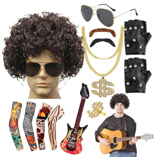 Rock-Kostüm, Rocker-Kostüm der 80er-Jahre, wiederverwendbar, Rockstar-Kostüm, 80er-Jahre-Kostüm, Hippie-Zubehör für Herren, Rock-Konzerte, Party Rock-Kostüm, Rocker-Kostüm der 80er-Jahre, wiederverwendbar, Rockstar-Kostüm, 80er-Jahre-Kostüm, Hippie-Zubehör für Herren, Rock-Konzerte, Party von ARIOU